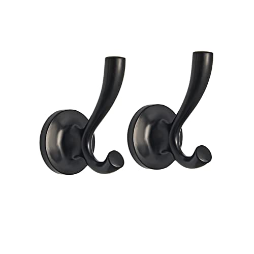 LCROOM Haken 2er Pack, Schlafzimmer Eingang Zinklegierung Hardware Anti-Rost Robust Dauerhaft Europäische Retro Handtuch Kleiderhaken (Farbe : Schwarz, Größe : A) von LCROOM