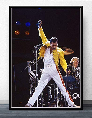 LCSLDW Leinwanddruck，Freddie Mercury Queen Legendery Sänger Star Wandbilder Wohnzimmer Wandplakat Ölgemälde Wohnkultur Gemälde, 50X70Cm No Frame von LCSLDW