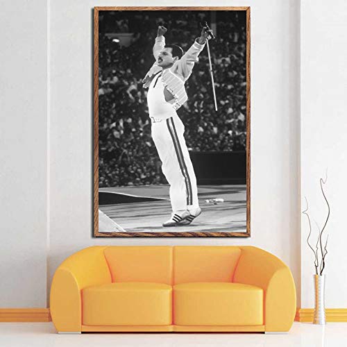 LCSLDW Leinwanddruck Freddie Mercury Queen Musiker Poster Wandkunst Bild Poster Und Drucke Leinwand Malerei Raum Wohnkultur, 60X80Cm Ohne Rahmen von LCSLDW