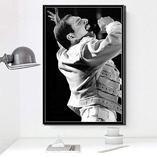 LCSLDW Leinwanddruck Freddie Mercury Queen Rockband Legendäre Popstar Comic Poster Und Drucke Malerei Kunst Wandbilder Wohnzimmer Home Decor, 60X80Cm Ohne Rahmen von LCSLDW