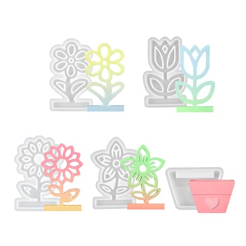 5 Stück Silikonform Blumen Tulpenblumentopf Gießformen Silikon Gießform Blumenkugel, Silikonform Blumenkugel Geeignet für DIY, Silikonformen Gießformen Blumen Mehrere Stile Gips zum Gießen von LCUHAVA