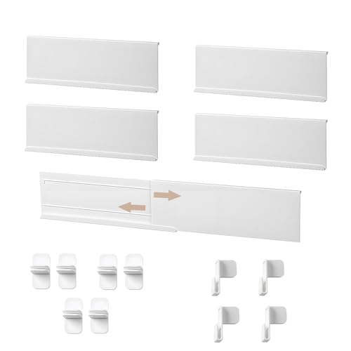 LCUHAVA Schubladentrenner Verstellbar Schubladenteiler Verstellbar 5 STK Kunststoff Schubladentrenner Schubladen Trenner mit 10 Einsätzen für Küche Büro Kommode Drawer Organizer 18–34,8 cm von LCUHAVA
