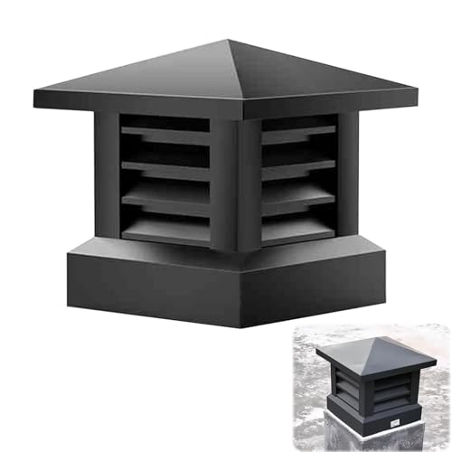 Edelstahl-Schornsteinabdeckung Quadratische Kaminkappe, Aluminiumlegierung, konisch zulaufende Oberseite, Lamellenkamin, Schwarz, mehrere Größen(23.6in) von LCUVIMPEX