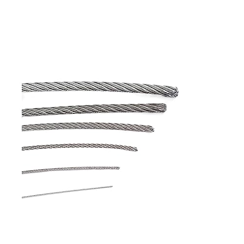 Edelstahlseil, Drahtseil aus Edelstahl 304, silberfarben, 0,6–8 mm, mehrere Größen(3mm 7-7STR 1m) von LCUVIMPEX