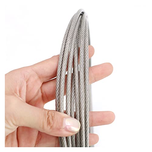 Edelstahlseil, Drahtseilkabel aus PVC-beschichtetem Edelstahl 304, 1–6 mm Durchmesser, mehrfarbig, mehrere Größen, 1 Stück(Clear,10M-2MM AFTER COATING) von LCUVIMPEX