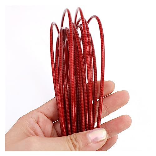 Edelstahlseil, Drahtseilkabel aus PVC-beschichtetem Edelstahl 304, 1–6 mm Durchmesser, mehrfarbig, mehrere Größen, 1 Stück(Red,10M-1MM AFTER COATING) von LCUVIMPEX