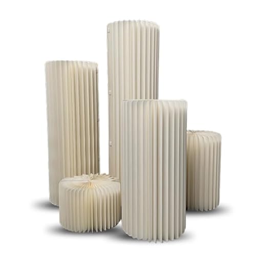 Faltbare Papier Säulen Kuchen Sockel Ständer ， 5 Stück Zylindertisch Römische Säule(Beige) von LCUVIMPEX