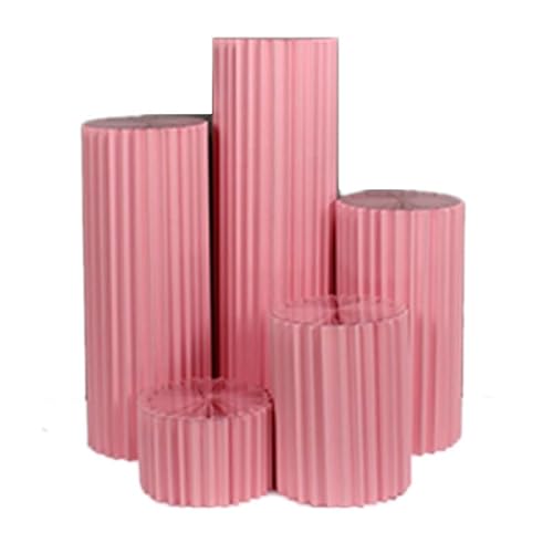 Faltbare Papier Säulen Kuchen Sockel Ständer ， 5 Stück Zylindertisch Römische Säule(Pink) von LCUVIMPEX