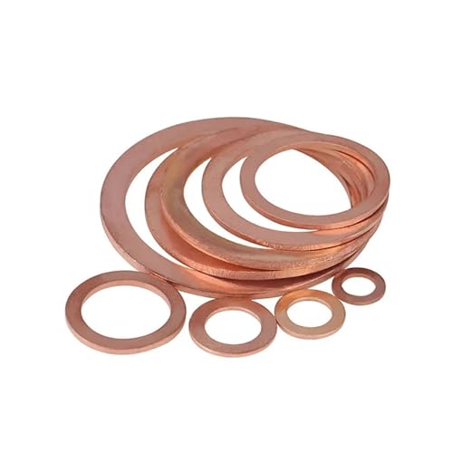 Flache Unterlegscheibe aus Messing, 30-teiliges Kupfer-Unterlegscheiben-Set, Dichtungs-Flachring-Dichtungs-Sortiment-Set M4 M5 M6 M8 M9 M10 M12 M14 M16 M18 for Ölwannenstopfen(M6 x10x 1) von LCUVIMPEX