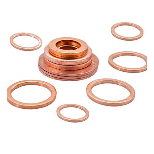 Flache Unterlegscheibe aus Messing, 5–40 Stück feste reine Kupfer-Ölstopfen-Unterlegscheibe M5 M6 M8 M10 M12 M14 M16 M18 M20 M22 O-Ring-Dichtung Kupfer-Ölstopfen-Abstandshalter(M6x10x1) von LCUVIMPEX