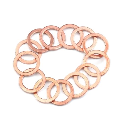 Flache Unterlegscheibe aus Messing, 50 Stück Kupfer-Dichtungsscheiben-Dichtung M10 x 14 x 1 Sumpfstopfenöl for Bootswaschanlage, flache Dichtungsring-Montage von LCUVIMPEX