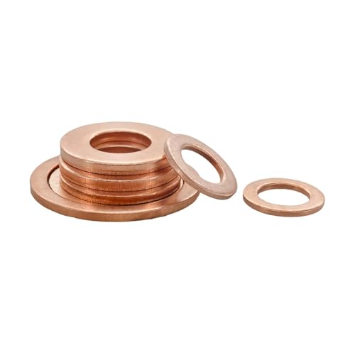 Flache Unterlegscheibe aus Messing, M10,5 M11 M11,5 M12 M13 M14 M16 M17 M18 M20 Messing Kupfer Dichtung Boot Unterlegscheibe Flachdichtung Ring Ölwanne Öldichtung 1mm(M16x18x1 20Pcs) von LCUVIMPEX