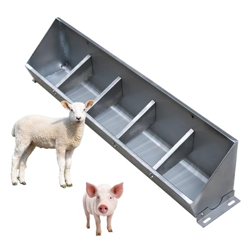 Futtertrog für Nutztiere Edelstahl 2-in-1 Tierfuttertränke 50-200cm(100cm (39 2/5in) - 5 bit) von LCUVIMPEX