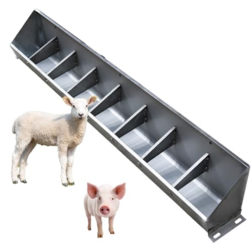 Futtertrog für Nutztiere Edelstahl 2-in-1 Tierfuttertränke 50-200cm(150cm (59 1/10in) - 8 bit) von LCUVIMPEX