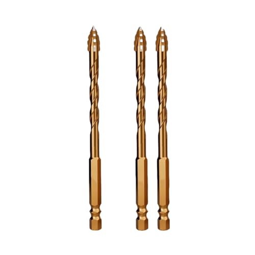 HSS-Gewindebohrer, Vierschneidiger Sägezahnbohrer for Bohren von Fliesen und Beton, Hartmetalllegierung, mehrere Größen, 3er-Pack, 4er-Pack, 5er-Pack(3pcs 6mm) von LCUVIMPEX