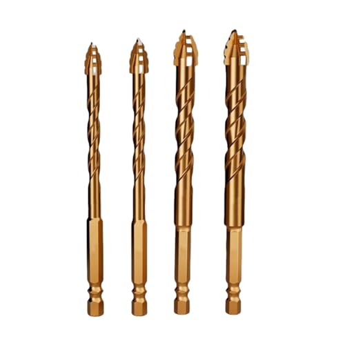 HSS-Gewindebohrer, Vierschneidiger Sägezahnbohrer for Bohren von Fliesen und Beton, Hartmetalllegierung, mehrere Größen, 3er-Pack, 4er-Pack, 5er-Pack(4pcs 6 8 10 12mm) von LCUVIMPEX