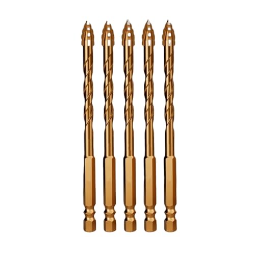 HSS-Gewindebohrer, Vierschneidiger Sägezahnbohrer for Bohren von Fliesen und Beton, Hartmetalllegierung, mehrere Größen, 3er-Pack, 4er-Pack, 5er-Pack(5pcs 6mm) von LCUVIMPEX