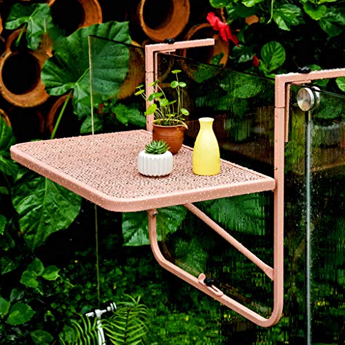 LCUVIMPEX Balkone faltet die tische, Klappbarer Hängetisch mit 3 Höhenverstellung(Pink) von LCUVIMPEX