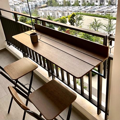 LCUVIMPEX Balkone faltet die tische, Klapptisch for Aufhängen an Balkongeländer im Freien, 60–120 x 37 x 9 cm(100x37x9cm/39.37x16.56x3.54cm) von LCUVIMPEX