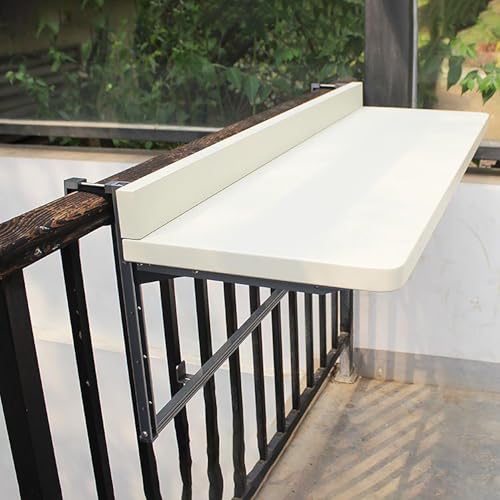 LCUVIMPEX Balkone faltet die tische, Terrassen-Balkongeländer, Wandmontage, Klappbar und Beistelltisch(White,120x37x7cm/47.2x15.3x2.7) von LCUVIMPEX