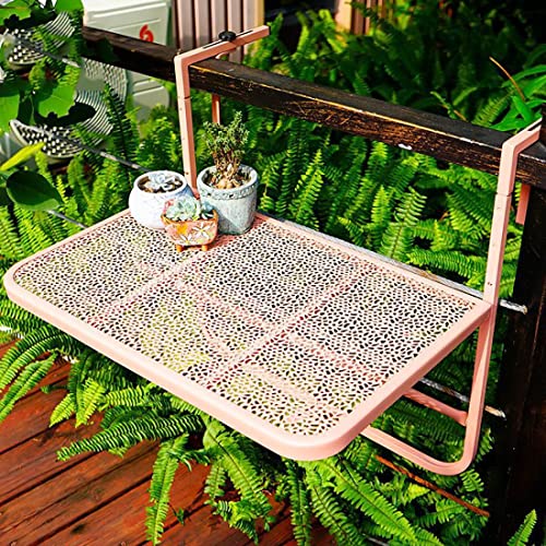 LCUVIMPEX Balkone faltet die tische, Verstellbarer, klappbarer Hängetisch for Balkongeländer, Mehrfarbig(Pink) von LCUVIMPEX