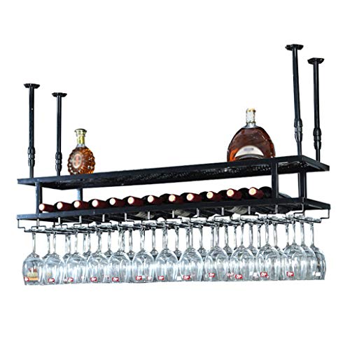 LCUVIMPEX Deckenmontiertes Weinglasregal ， Doppelschichtiger, an der Wand befestigter Decken-Weinflaschen-/Glasregalhalter aus Metall in Mehreren Größen(80x30cm) von LCUVIMPEX