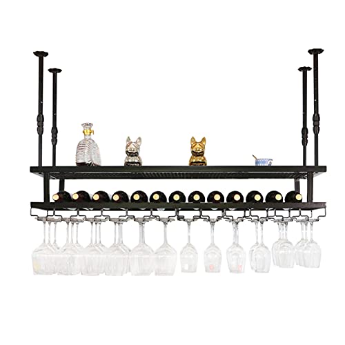 LCUVIMPEX Deckenmontiertes Weinglasregal ， Hängendes Weinglasregal Metall 60-120x30cm(100x30cm) von LCUVIMPEX