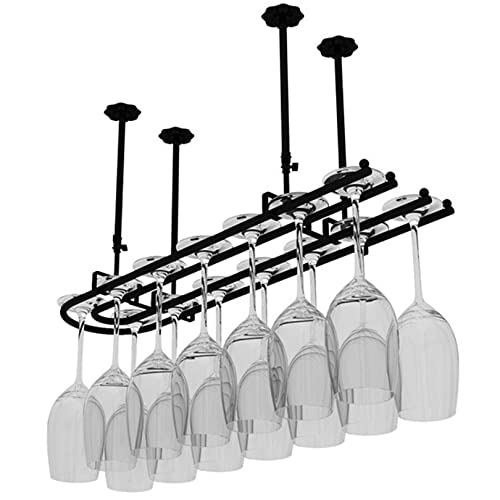 LCUVIMPEX Deckenmontiertes Weinglasregal ， Weinglas- und Flaschenregal aus Eisen for Aufhängen an der Decke, Mehrfarbig, mehrere Größen(Black,100x25cm) von LCUVIMPEX