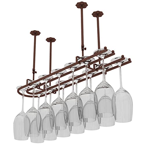 LCUVIMPEX Deckenmontiertes Weinglasregal ， Weinglas- und Flaschenregal aus Eisen for Aufhängen an der Decke, Mehrfarbig, mehrere Größen(Bronze,80x25cm) von LCUVIMPEX