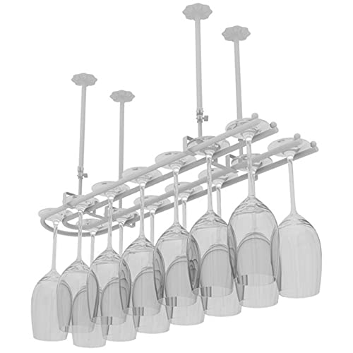 LCUVIMPEX Deckenmontiertes Weinglasregal ， Weinglas- und Flaschenregal aus Eisen for Aufhängen an der Decke, Mehrfarbig, mehrere Größen(White,60x25cm) von LCUVIMPEX