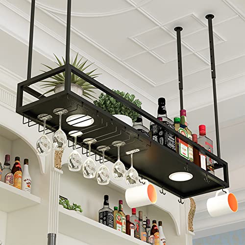 LCUVIMPEX Deckenmontiertes Weinglasregal ， Weinglasregal for die Decke, Weinflaschenhalter, mehrere Größen, Schwarz/Gold, 2 Stück(Black,100x25cm) von LCUVIMPEX