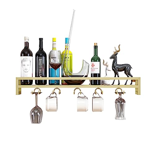 LCUVIMPEX Deckenmontiertes Weinglasregal ， Weinregal zur Wandmontage mit Weinglashalter, mehrere Größen, Mehrfarbig(Gold,80x20x8.5cm) von LCUVIMPEX