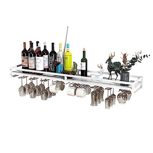 LCUVIMPEX Deckenmontiertes Weinglasregal ， Weinregal zur Wandmontage mit Weinglashalter, mehrere Größen, Mehrfarbig(White,80x20x8.5cm) von LCUVIMPEX
