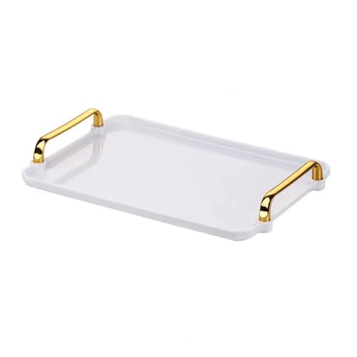 LCUVIMPEX Dekoratives Tablett, Serviertablett, Mit Griff Kunststoff Mehrzweck Anti-rutsch Serviertablett Haushaltswaren(White) von LCUVIMPEX