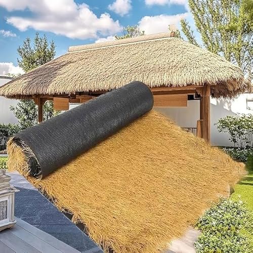 LCUVIMPEX Künstliche Strohdachrolle Künstliches Strohdach, hohe Dichte, 2970 Lamellen(1 * 2m(3.2 * 6.5ft)) von LCUVIMPEX
