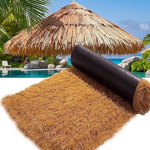 LCUVIMPEX Künstliche Strohdachrolle Synthetisches Strohdach Künstliche Strohrollen Strohgelb(1 * 5m(3.2 * 16.4ft)) von LCUVIMPEX