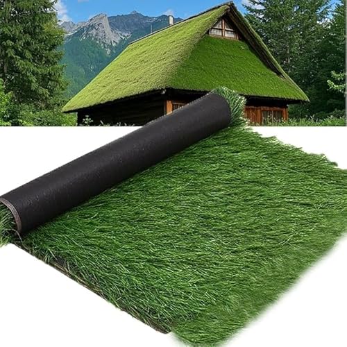LCUVIMPEX Künstliche Strohdachrolle Wasserdichtes feuerfestes künstliches Palmen-Strohdach-Rollen-Kunstrasen(1 * 1m(3.2 * 3.2ft)) von LCUVIMPEX