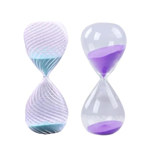 LCUVIMPEX Sanduhr Sand Timer, Sanduhr, 5-Minuten-Glastimer, 2er-Pack, Mehrfarbig(Blue and Purple) von LCUVIMPEX