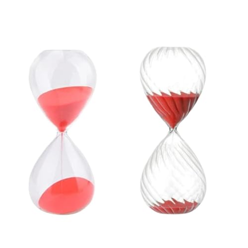 LCUVIMPEX Sanduhr Sand Timer, Sanduhr, 5-Minuten-Glastimer, 2er-Pack, Mehrfarbig(Red) von LCUVIMPEX