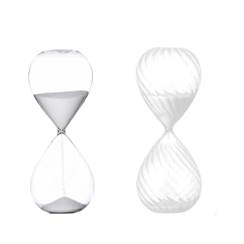 LCUVIMPEX Sanduhr Sand Timer, Sanduhr, 5-Minuten-Glastimer, 2er-Pack, Mehrfarbig(White) von LCUVIMPEX