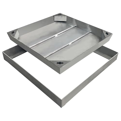 LCUVIMPEX Versenkte Kunststoff-Schachtabdeckung Edelstahl-Abdeckungsset for versenkte Klärgruben, 30 x 30 cm – 80 x 80 cm, 2,6 Tonnen Tragkraft, Haken im Lieferumfang enthalten(70x70cm) von LCUVIMPEX