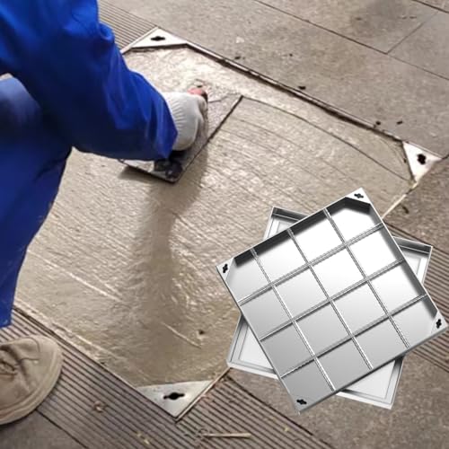 LCUVIMPEX Versenkte Kunststoff-Schachtabdeckung Edelstahl-Schachtdeckel, rechteckig, unsichtbar, for Klärgrubenentwässerung, silberfarben(Thick 8cm,72 x 72 cm) von LCUVIMPEX