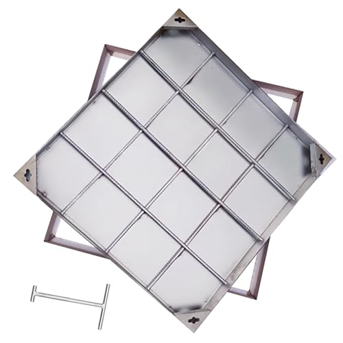 LCUVIMPEX Versenkte Kunststoff-Schachtabdeckung Quadratischer Schachtdeckel aus Edelstahl 304, 30–90 cm(90cm/35in) von LCUVIMPEX