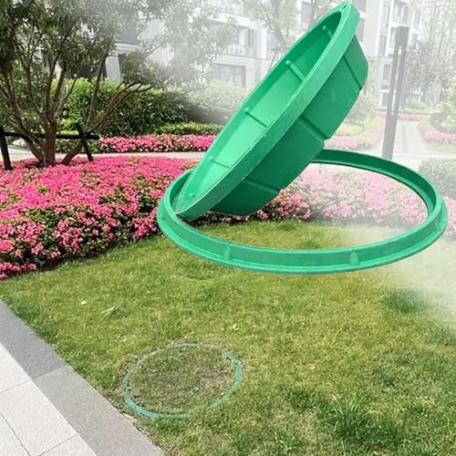 LCUVIMPEX Versenkte Kunststoff-Schachtabdeckung Unsichtbarer Schachtdeckel und Rahmen aus Harz, rund, for Klärgruben, 40–100 cm, for Rasen und Garten, Inspektionsabdeckung, Abwassersystem(500 mm) von LCUVIMPEX