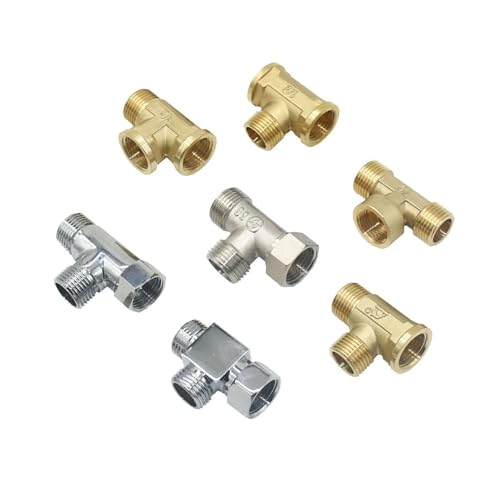 Messing Schlauchverbinder, 1/2 Zoll männlich weiblich Gewinde Kupplung T Wasserschlauch Splitter Kupfer 3-Wege-Anschluss Fitting Rohr Wasser Sanitär Gelenke Rohrverbindung(E) von LCUVIMPEX