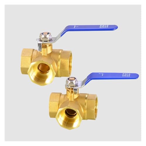 Messing Schlauchverbinder, Hardware 1/4" 3/8" 1/2" 3/4" 1" BSP Innengewinde Messing Vollanschluss T-Anschluss L-Anschluss 3-Wege-Kugelhahn-Anschlussadapter(1" T-type) von LCUVIMPEX