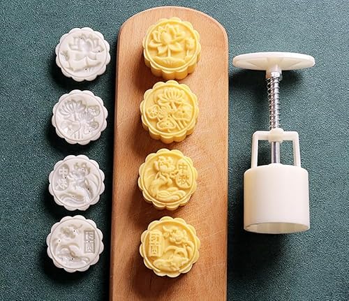 Mondkuchen. 4er-Pack Keksstempel, Mondkuchenform-Set, ABS-Kunststoff, mehrere Größen(B) von LCUVIMPEX