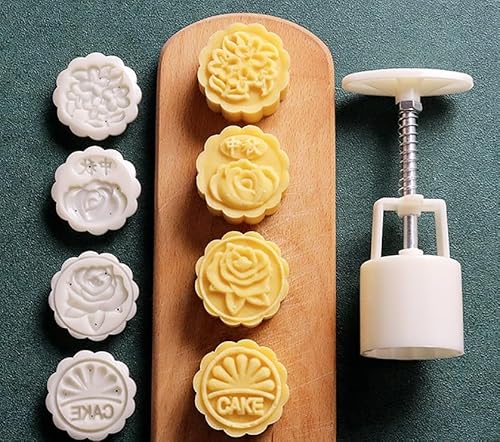 Mondkuchen. 4er-Pack Keksstempel, Mondkuchenform-Set, ABS-Kunststoff, mehrere Größen(E) von LCUVIMPEX