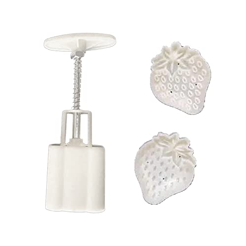 Mondkuchen. Handdruck-Fondant-Mondkuchen- und Keksstempel-Pressform 50 g, 3er-Pack, mehrfarbig(Strawberry) von LCUVIMPEX