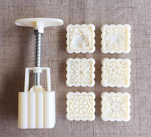 Mondkuchen. Mondkuchenformen-Set mit 6 Stempeln Weiß for 50g(6Pcs A) von LCUVIMPEX